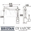Bristan Colonial Single Lever Sink Mixer Tap Dimensions
